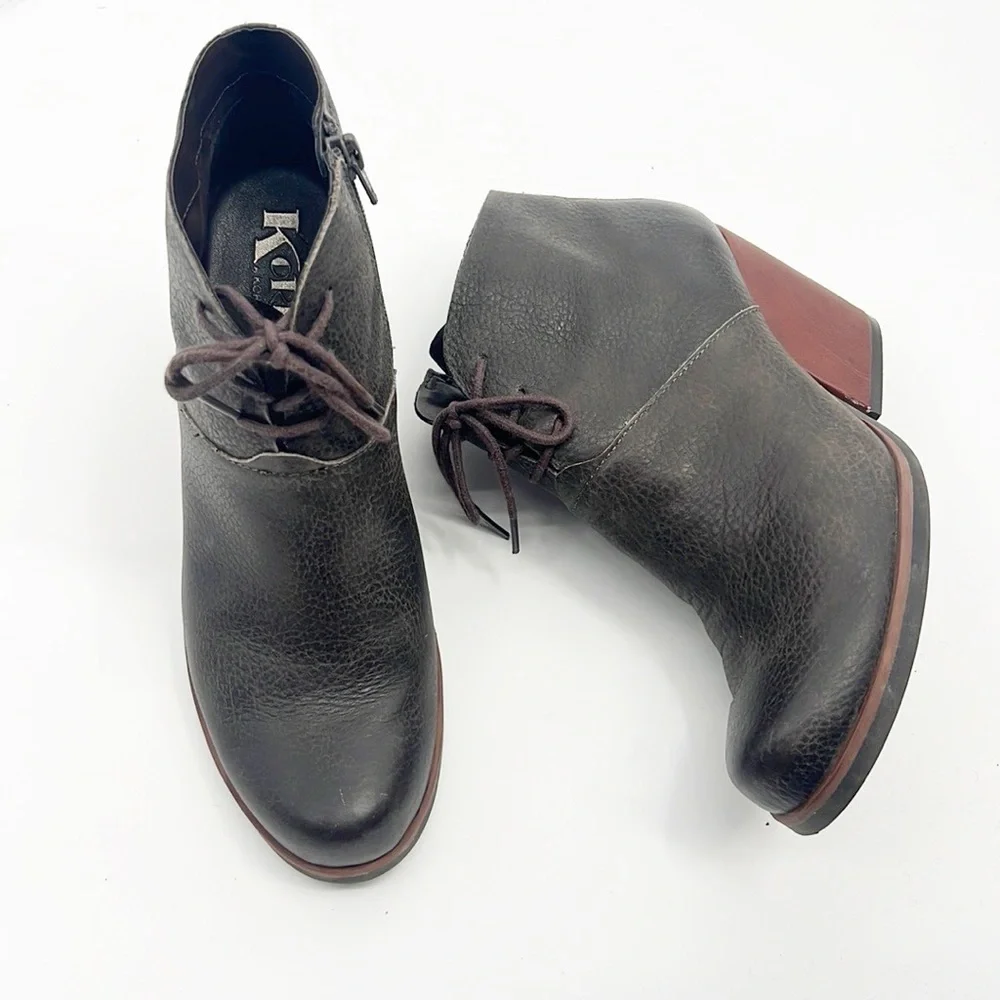 Kork-Ease Roana Lace Up Wedge Booties size 8.5 Brown